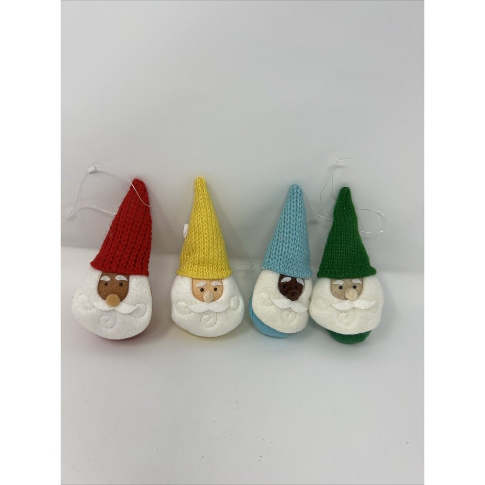 Felt Plush Christmas Ornaments 6-7" Dressed plush Felt 4 Unique Ornaments Gnomes